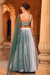 Shop_Niamh By Kriti_Grey Lycra Embellished Sequin Asymmetric Neck Ombre Lehenga Set _at_Aza_Fashions