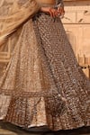 Niamh By Kriti_Gold Organza And Net Embroidery Pearls Crystal Trellis Bridal Lehenga Set _at_Aza_Fashions