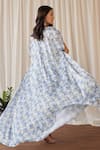 Shop_Pasha India_White Swiss Satin Print Morning Glory Sweetheart Neck Cape Draped Skirt Set _at_Aza_Fashions