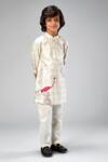 Buy_Bal Bachche By Rohit Bal_Ivory Chanderi Printed Leaf Flamingo Kurta Set _at_Aza_Fashions