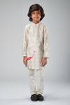 Buy_Bal Bachche By Rohit Bal_Ivory Chanderi Printed Leaf Flamingo Kurta Set _Online_at_Aza_Fashions