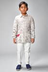 Buy_Bal Bachche By Rohit Bal_Ivory Chanderi Printed Leaf Kurta Set _at_Aza_Fashions