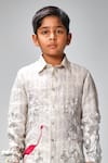 Buy_Bal Bachche By Rohit Bal_Ivory Chanderi Printed Leaf Kurta Set _Online_at_Aza_Fashions