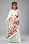 Buy_Bal Bachche By Rohit Bal_Ivory Chanderi Printed Rose Kurta Flared Pant Set_at_Aza_Fashions