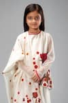 Bal Bachche By Rohit Bal_Ivory Chanderi Printed Rose Kurta Flared Pant Set _Online_at_Aza_Fashions