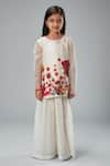 Shop_Bal Bachche By Rohit Bal_Ivory Chanderi Printed Rose Kurta Flared Pant Set _Online_at_Aza_Fashions