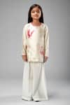 Buy_Bal Bachche By Rohit Bal_Ivory Chanderi Printed Swan Kurta And Flared Pant Set _at_Aza_Fashions