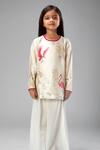 Shop_Bal Bachche By Rohit Bal_Ivory Chanderi Printed Swan Kurta And Flared Pant Set_Online_at_Aza_Fashions