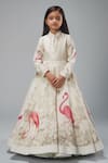 Shop_Bal Bachche By Rohit Bal_Ivory Chanderi Printed Swan Anarkali Set_Online_at_Aza_Fashions