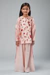 Buy_Bal Bachche By Rohit Bal_Pink Chanderi Printed Bouquet Kurta Set _at_Aza_Fashions