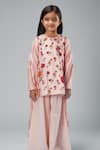 Bal Bachche By Rohit Bal_Pink Chanderi Printed Bouquet Kurta Set _Online_at_Aza_Fashions