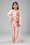 Shop_Bal Bachche By Rohit Bal_Pink Chanderi Printed Bouquet Kurta Set _Online_at_Aza_Fashions