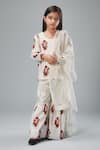 Buy_Bal Bachche By Rohit Bal_Ivory Chanderi Printed Bouquet Kurta Sharara Set_at_Aza_Fashions