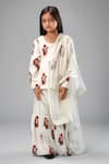 Bal Bachche By Rohit Bal_Ivory Chanderi Printed Bouquet Kurta Sharara Set _Online_at_Aza_Fashions