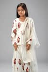 Buy_Bal Bachche By Rohit Bal_Ivory Chanderi Printed Bouquet Kurta Sharara Set _Online_at_Aza_Fashions