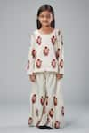 Bal Bachche By Rohit Bal_Ivory Chanderi Printed Bouquet Kurta Sharara Set _at_Aza_Fashions