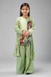 Buy_Bal Bachche By Rohit Bal_Green Chanderi Printed Flower Kurta Set _at_Aza_Fashions