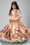 Buy_Bal Bachche By Rohit Bal_Beige Chanderi Printed Flower Anarkali Set _at_Aza_Fashions