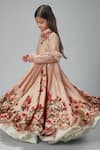 Bal Bachche By Rohit Bal_Beige Chanderi Printed Flower Anarkali Set _Online_at_Aza_Fashions