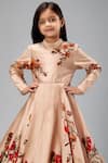 Shop_Bal Bachche By Rohit Bal_Beige Chanderi Printed Flower Anarkali Set _Online_at_Aza_Fashions