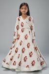 Bal Bachche By Rohit Bal_Ivory Chanderi Printed Garden Anarkali Set _at_Aza_Fashions