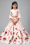 Buy_Bal Bachche By Rohit Bal_Pink Chanderi Printed Bouquet Lehenga Set _at_Aza_Fashions