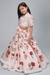 Bal Bachche By Rohit Bal_Pink Chanderi Printed Bouquet Lehenga Set _Online_at_Aza_Fashions