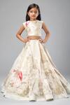 Bal Bachche By Rohit Bal_Ivory Chanderi Printed Swan Lehenga Set_at_Aza_Fashions