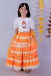 Buy_LIL DRAMA_Orange Lehenga And Choli Cambric (100% Cotton) Janmashtami Tie & Set _at_Aza_Fashions