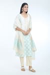 Buy_Samyukta Singhania_Cream Banarasi Chanderi Cotton Woven Geometric Pattern Kurta With Dupatta _Online_at_Aza_Fashions