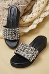 Buy_Jutti Express_Black Beads Pearl And Encrusted Slip On Wedges _at_Aza_Fashions