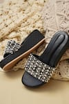 Shop_Jutti Express_Black Beads Pearl And Encrusted Slip On Wedges _at_Aza_Fashions