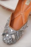 Jutti Express_Grey Sequin Coin And Ghungroo Embellished Juttis _Online_at_Aza_Fashions