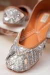 Shop_Jutti Express_Grey Sequin Coin And Ghungroo Embellished Juttis _Online_at_Aza_Fashions