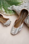 Jutti Express_Off White Cowrie Shells Embellished Boho Juttis _Online_at_Aza_Fashions