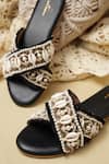 Buy_Jutti Express_Black Cowrie Shells And Pearl Embellished Cross Strap Flats _Online_at_Aza_Fashions