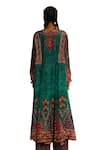 Buy_Rajdeep Ranawat_Green Silk Printed Tribal Round Panelled A-line Kurta 