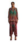 Rajdeep Ranawat_Grey Silk Printed Tribal Band Poncho Tunic _Online_at_Aza_Fashions