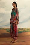 Shop_Rajdeep Ranawat_Grey Silk Printed Tribal Band Poncho Tunic _Online_at_Aza_Fashions