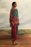 Rajdeep Ranawat_Grey Silk Printed Tribal Band Poncho Tunic _at_Aza_Fashions