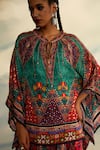 Shop_Rajdeep Ranawat_Grey Silk Printed Tribal Band Poncho Tunic 