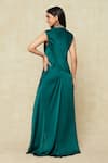 Shop_Amit Aggarwal_Emerald Green Embellished Metallic Band Collar Dress _at_Aza_Fashions