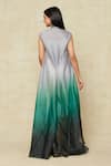 Amit Aggarwal_Emerald Green Embellished Metallic Band Collar Ombre Dress _Online_at_Aza_Fashions