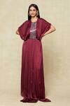 Shop_Amit Aggarwal_Purple Embellished Metallic Round Kaftan _Online_at_Aza_Fashions