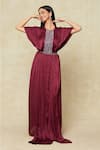 Amit Aggarwal_Purple Embellished Metallic Round Kaftan _at_Aza_Fashions