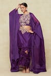 Buy_Anamika Khanna_Purple Embroidered Round Skirt Cape Set _at_Aza_Fashions