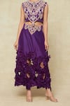 Buy_Anamika Khanna_Purple Embroidered Round Skirt Cape Set _Online_at_Aza_Fashions