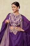 Shop_Anamika Khanna_Purple Embroidered Round Skirt Cape Set _Online_at_Aza_Fashions