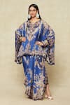 Buy_Rajdeep Ranawat_Blue Silk Printed Fleur Round Kaftan And Draped Skirt Set _at_Aza_Fashions