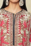 Shop_Rajdeep Ranawat_Fuchsia Silk Printed Fleur V Neck Kaftan _Online_at_Aza_Fashions